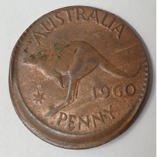 AUSTRALIA 1960 .  ONE 1 PENNY . HUGE ERROR . BROADSTRUCK